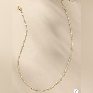 Anthropologie Gold Plated Delicate Bead Necklace